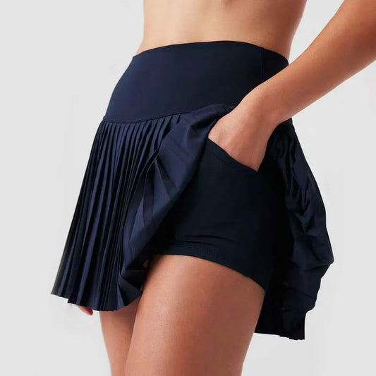 Gonna Sportiva a Pieghe a Vita Alta Donna