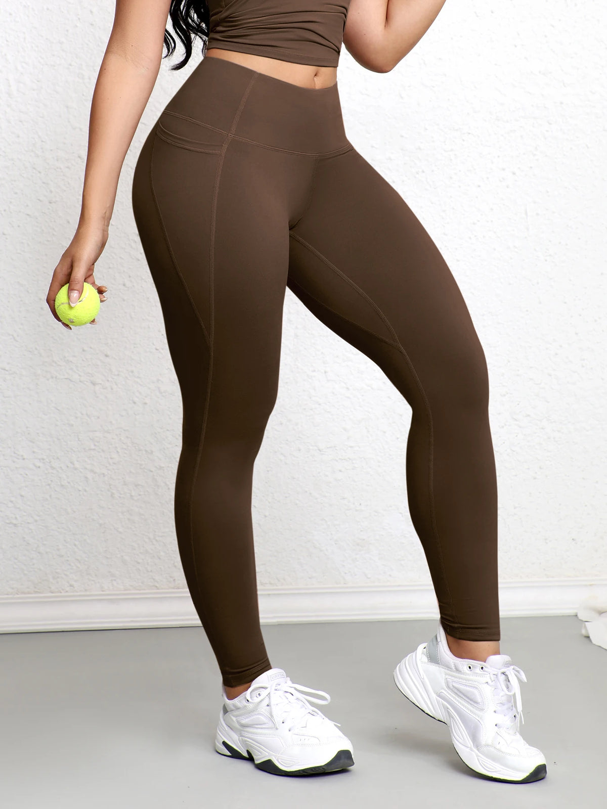 Leggings Donna con Tasche e Vita Alta Contenitiva — Traspiranti