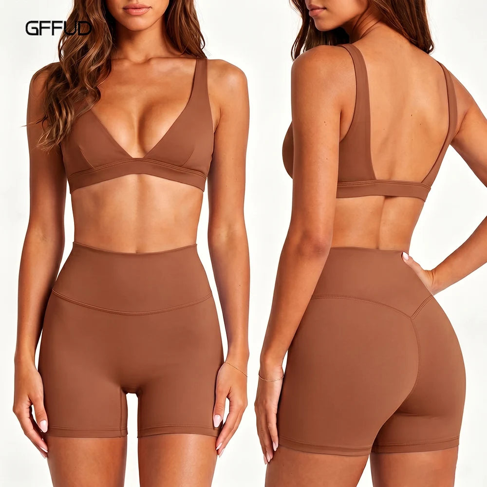 Completo Yoga Donna GFFUD (Top Push-Up + Shorts Vita Alta)
