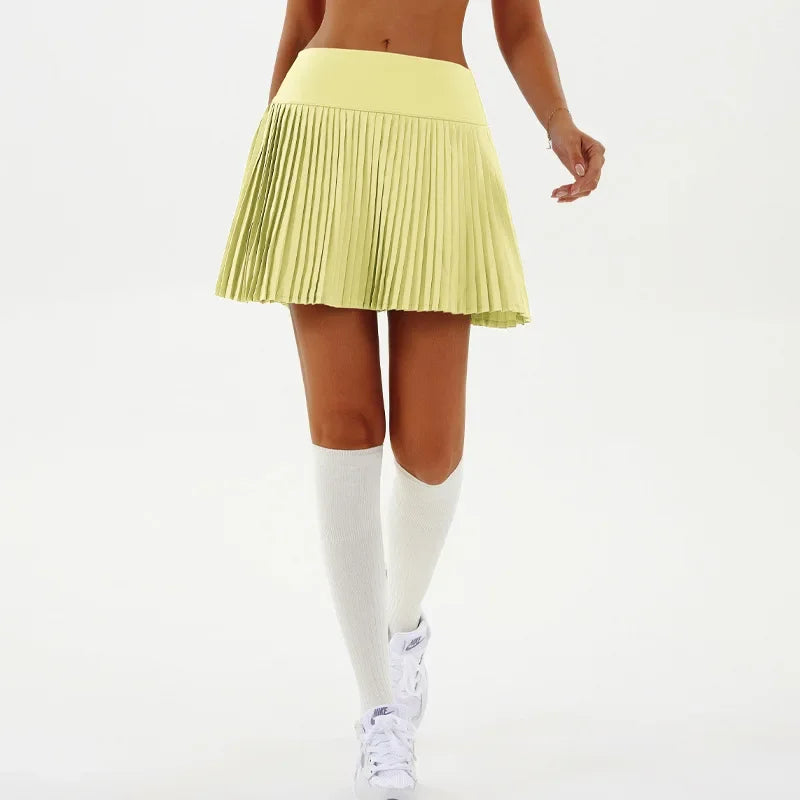 Gonna Sportiva a Pieghe a Vita Alta Donna