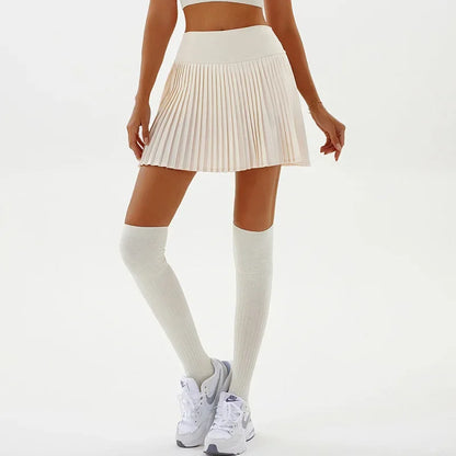Gonna Sportiva a Pieghe a Vita Alta Donna