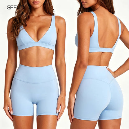 Completo Yoga Donna GFFUD (Top Push-Up + Shorts Vita Alta)
