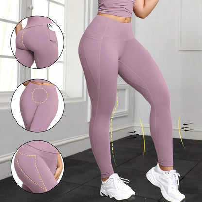 Leggings Donna con Tasche e Vita Alta Contenitiva — Traspiranti