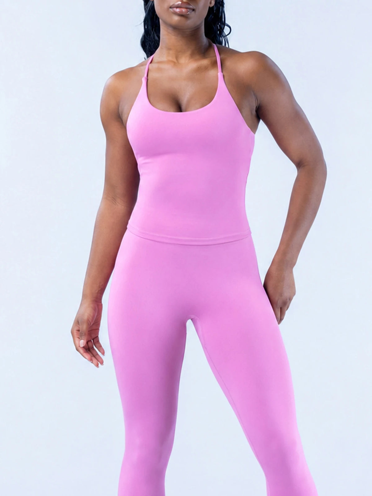Set Donna Yoga e Palestra Seamless: Top Cross-Back + Shorts Vita Alta