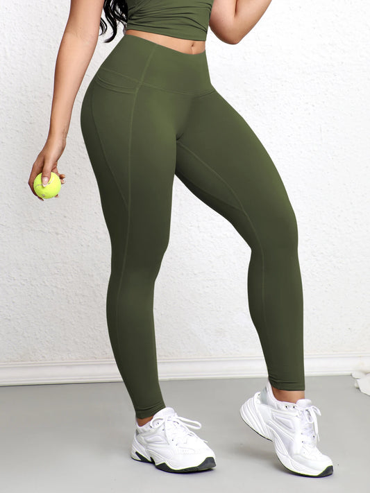 Leggings Donna con Tasche e Vita Alta Contenitiva — Traspiranti