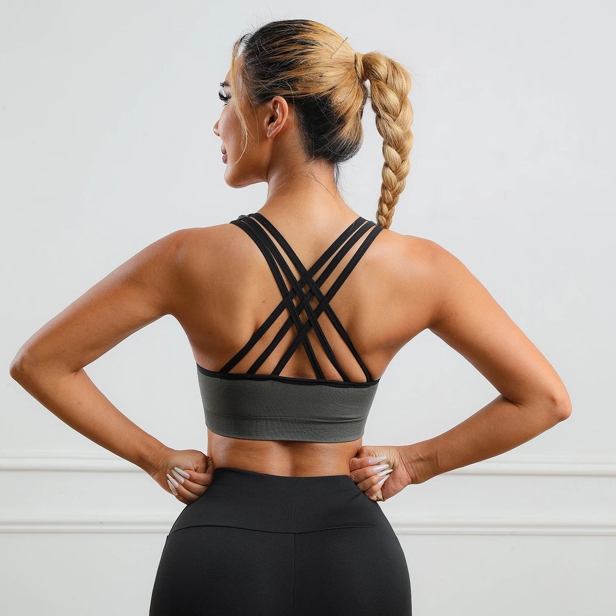 Reggiseno Sportivo Senza Cuciture con Schiena Incrociata