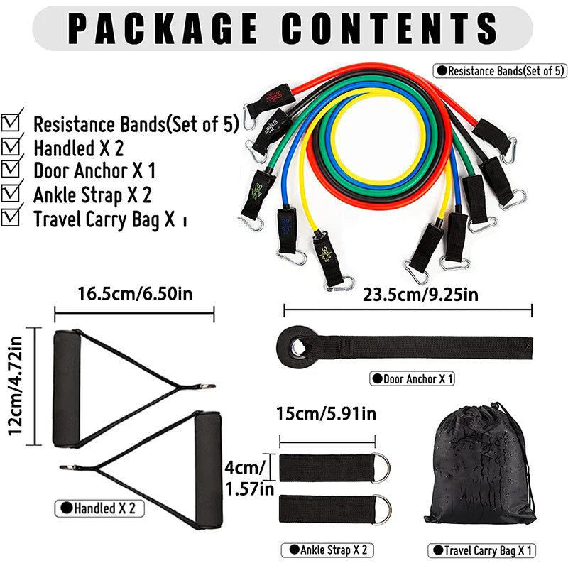 Kit Bande Elastiche di Resistenza con Maniglie e Ancoraggio Porta