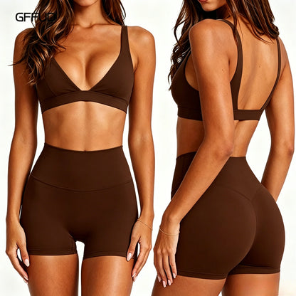 Completo Yoga Donna GFFUD (Top Push-Up + Shorts Vita Alta)