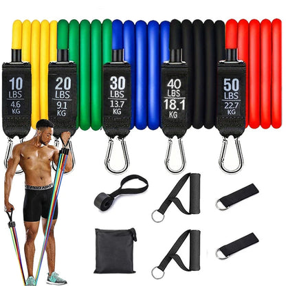 Kit Bande Elastiche di Resistenza con Maniglie e Ancoraggio Porta