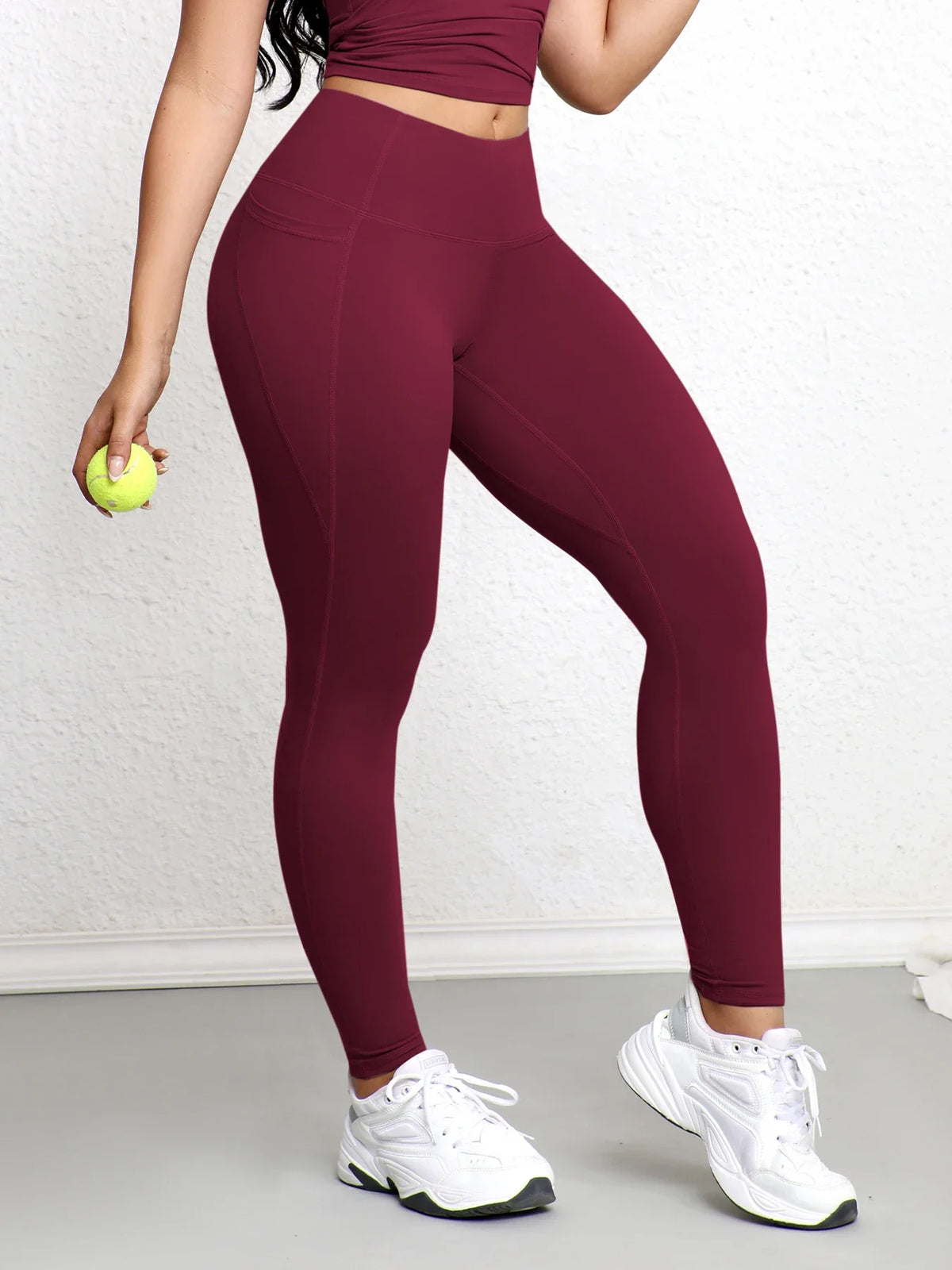 Leggings Donna con Tasche e Vita Alta Contenitiva — Traspiranti